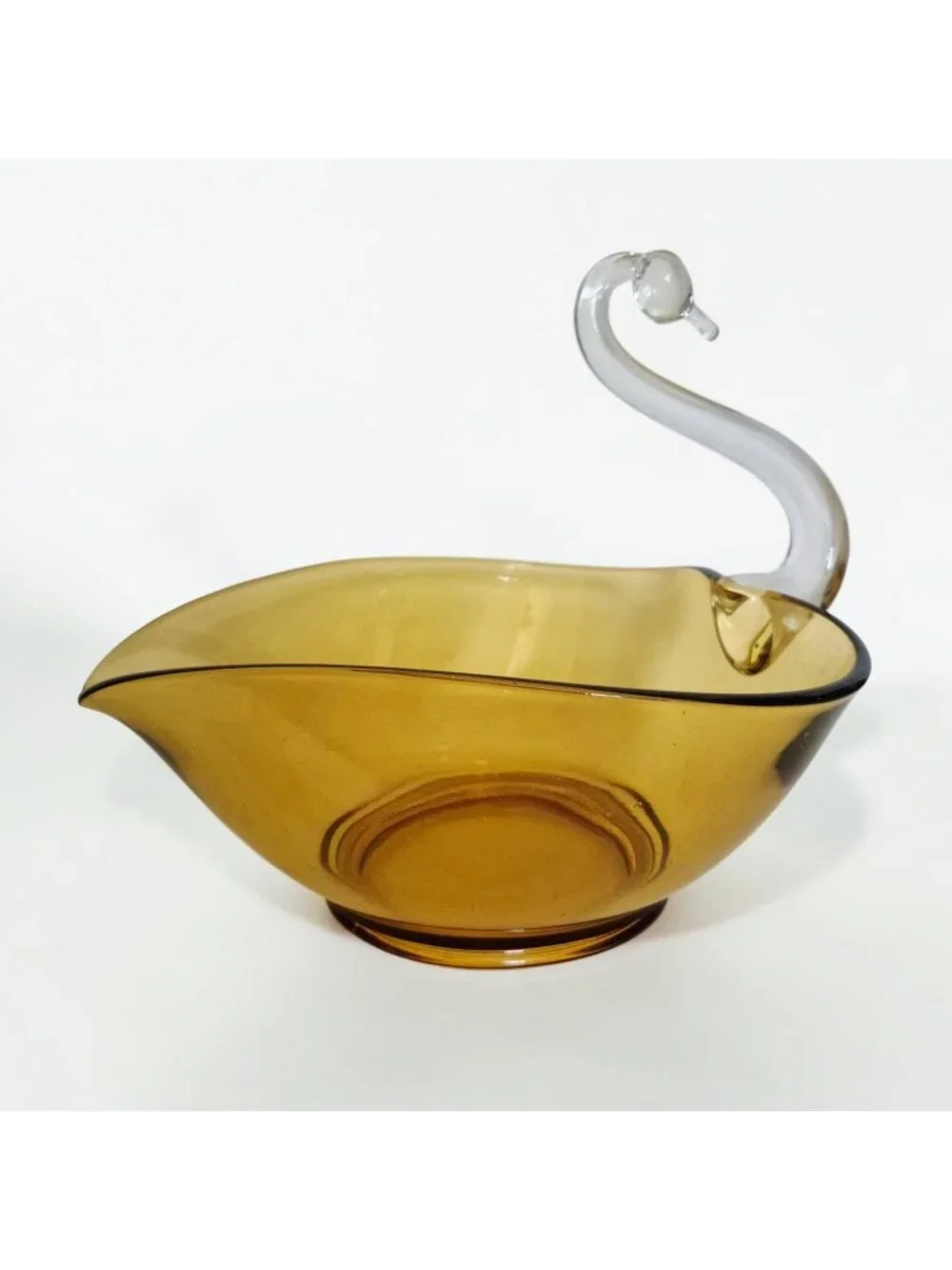 Vintage Amber Art Glass Swan Serving Bowl Centerpiece Fruit Bowl Hand Blown 3lbs